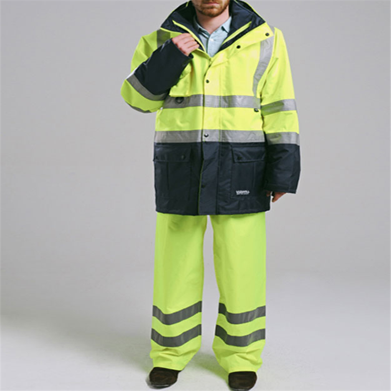 Hi vis waterproof 5 in 1 jacket with reflective tape safety workwear winter jacket