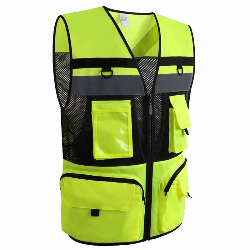 Automobile Motorcycle Reflective Safety Vest Yellow High Visibility Night Warning Safety Coat for Traffic Car Summer Mesh Vest