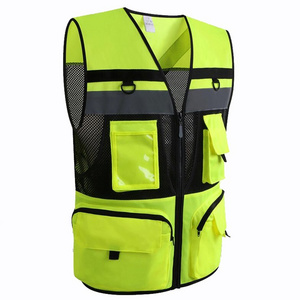 Automobile Motorcycle Reflective Safety Vest Yellow High Visibility Night Warning Safety Coat for Traffic Car Summer Mesh Vest