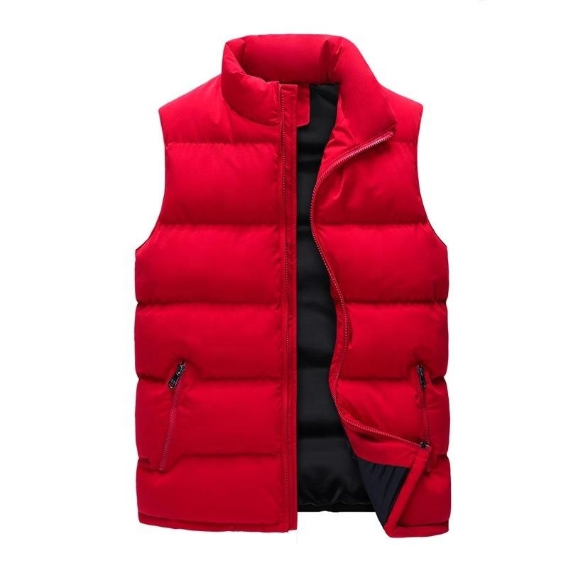 Wholesale Lightweight Casual Puffer Vest Full Zipper Duck Down Jacket Winter Warm Vest black sleeveless man without hood