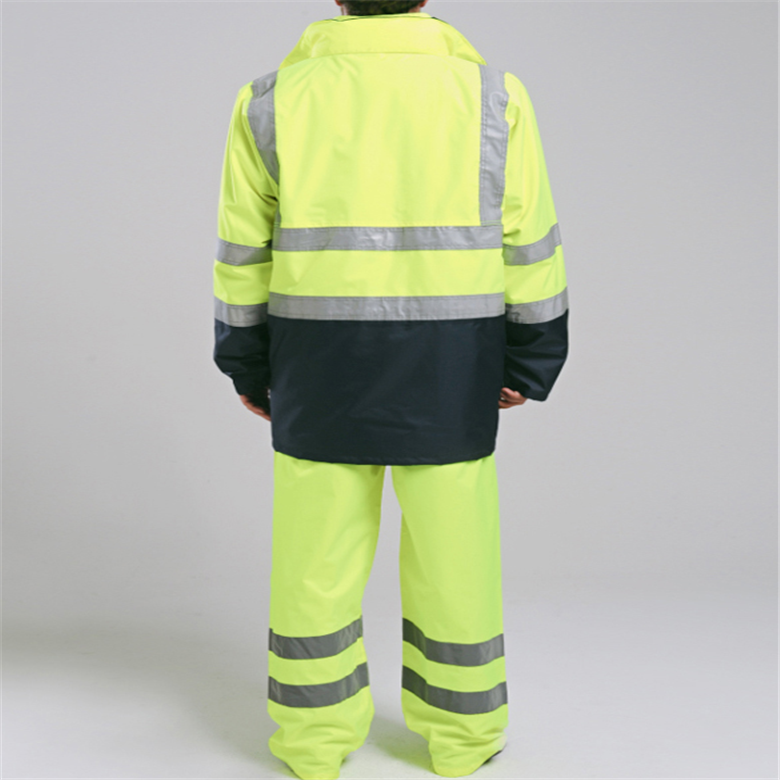 Hi vis waterproof 5 in 1 jacket with reflective tape safety workwear winter jacket