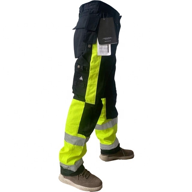 Work Wear High Quality Reflective Safety Pants Outdoor Reflective Security Hi Vis Material Safety Cargo Pants