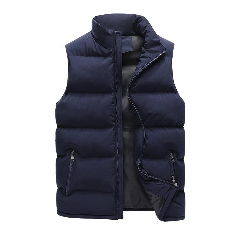 Wholesale Lightweight Casual Puffer Vest Full Zipper Duck Down Jacket Winter Warm Vest black sleeveless man without hood