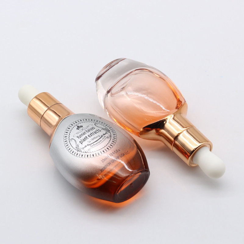 Luxury cosmetic packaging 30ml glass dropper bottle oval shape lotion bottle 50ml 100ml with rose gold pump cap face cream jars