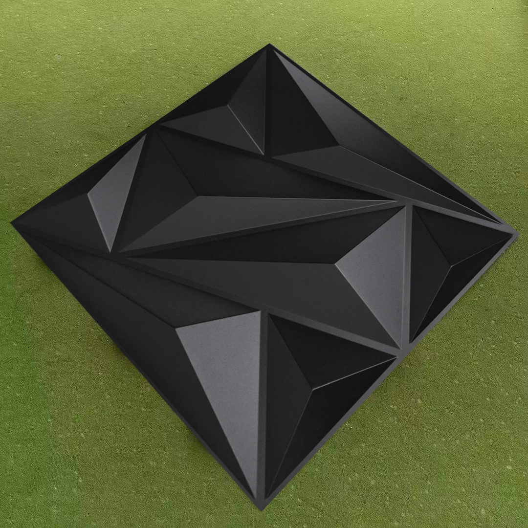 PVC 3D Wall Panel Diamond Wall Decor in Black PVC for Interior