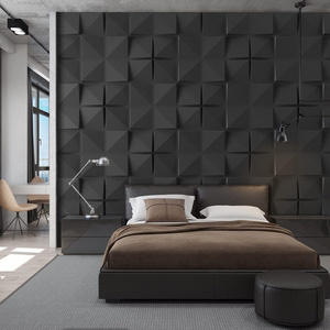 2023 New Paneles de pared 3d Interior decorative paintable Matte black color 3d wall panels pvc