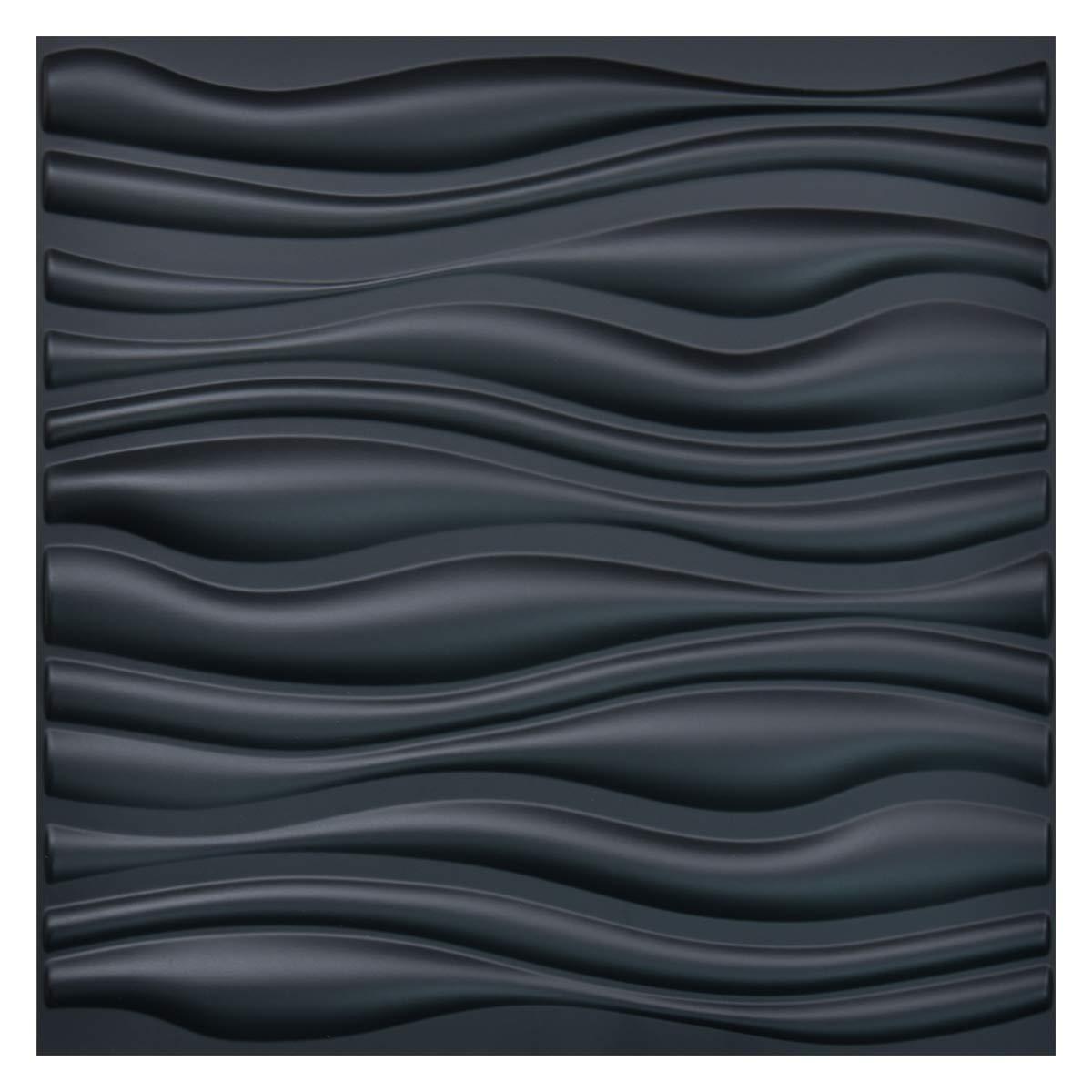 3D Board Decorative wall paneling tiles pvc wave design matt black 3d wall panels