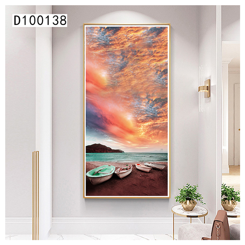 crystal paintings aluminium alloy framed wall art diamond resin surface landscape wall frame