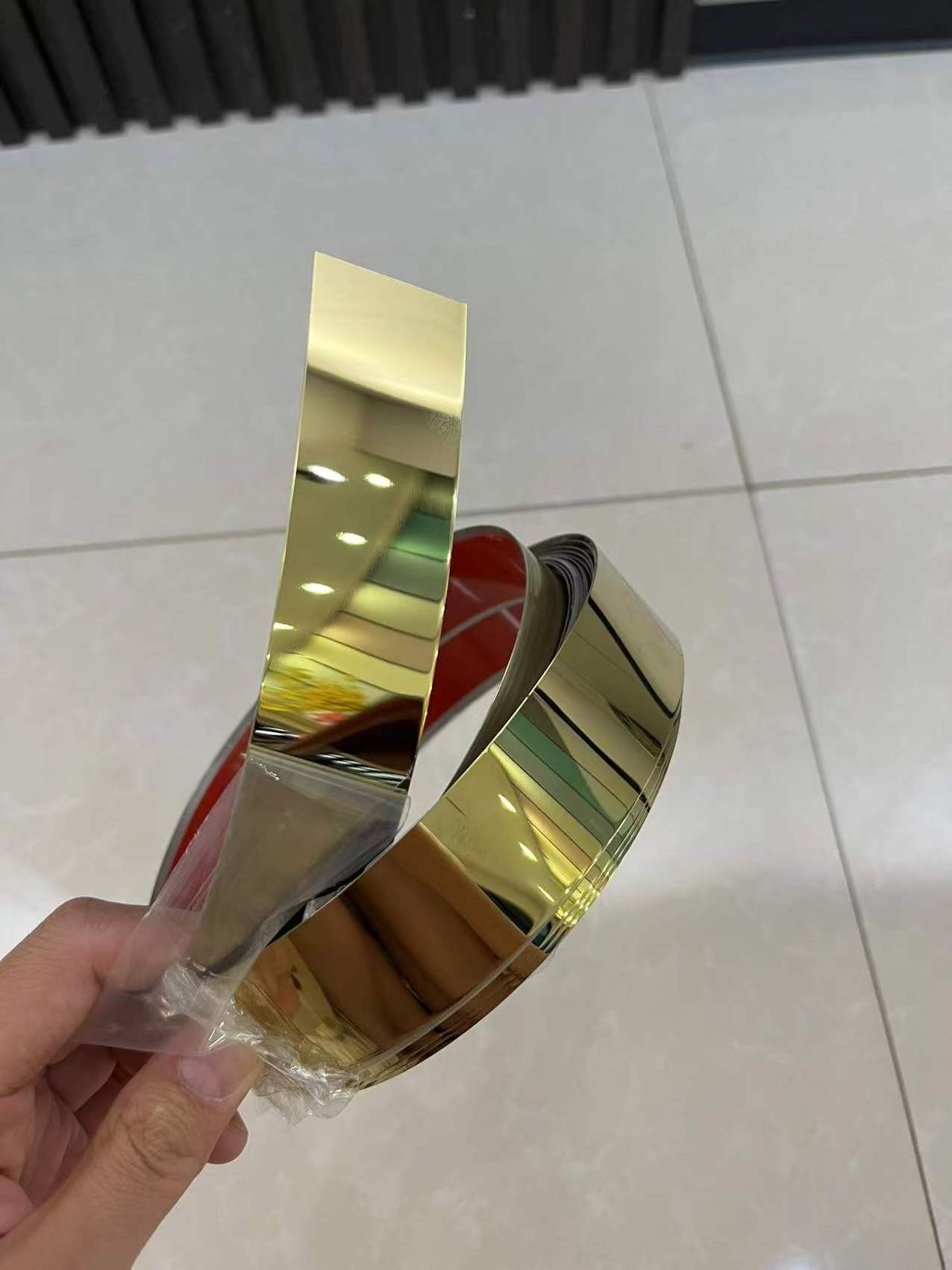 Self adhesive metal trim strip stainless steel glossy gold black silver trim strip for walls and ceiling