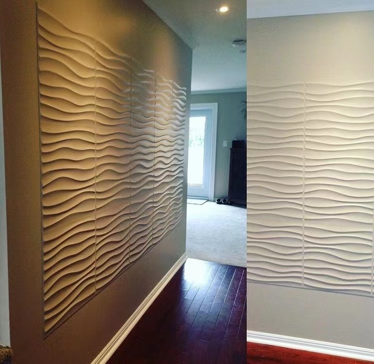 100% Moistureproof 3d board paintable wallpanel 3d decor pvc plastic 3d wall covering panels