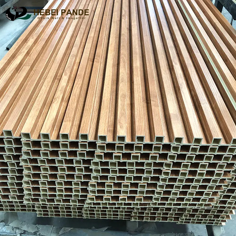 Wall and ceiling decoration 168mm*24mm 2.9m and 1m  WPC Fluted wall panels wood alternative