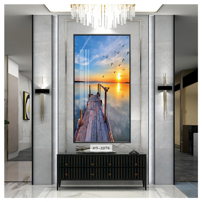 crystal paintings aluminium alloy framed wall art diamond resin surface landscape wall frame