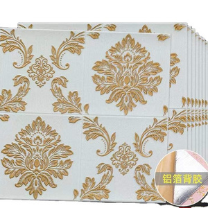 PD-AC Classic Pink White flower design PE Wall Panels 3d Wallpaper Foam Wall Stickers for Home Decoration