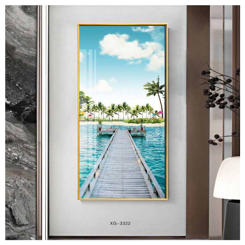 crystal paintings aluminium alloy framed wall art diamond resin surface landscape wall frame