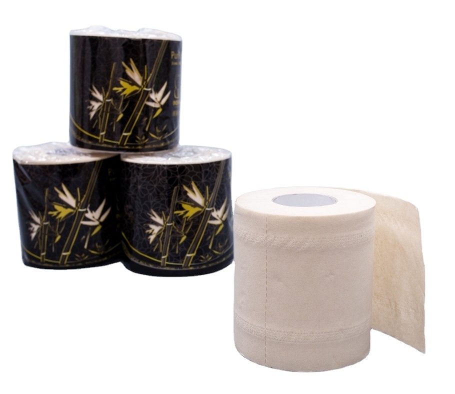 Bamboo pulp 3ply standard roll disposable 280 sheets 100% virgin bamboo toilet tissue paper