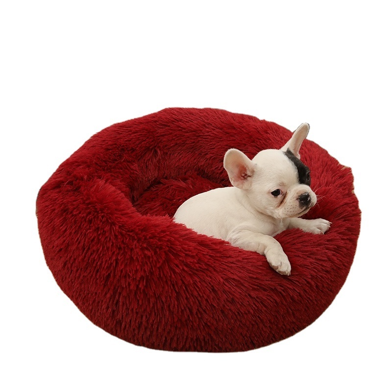 Custom round cozy cave xl xxl dog bed mattress donut calming dog bed eco friendly cushion bed