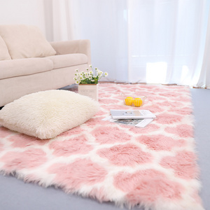 Anti slip rug soft silky smooth synthetic carpet for bedroom shaggy carpet customized plush black fur rug