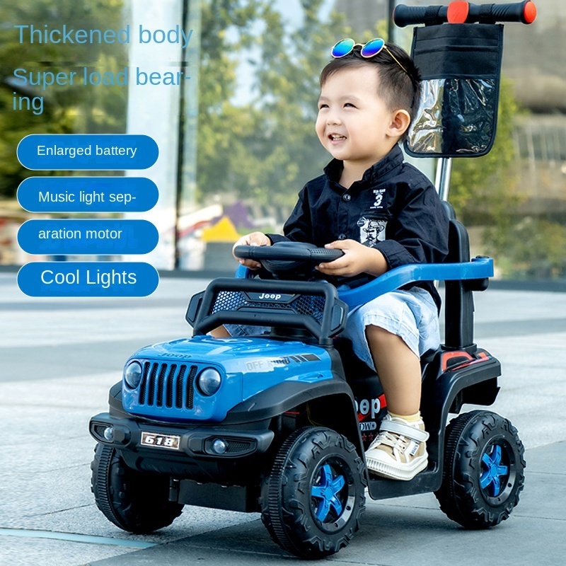 Children's four-wheel electric cart can sit and ride with music lighting baby electric car remote control car