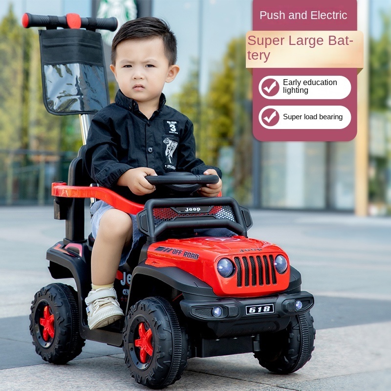 Children's four-wheel electric cart can sit and ride with music lighting baby electric car remote control car