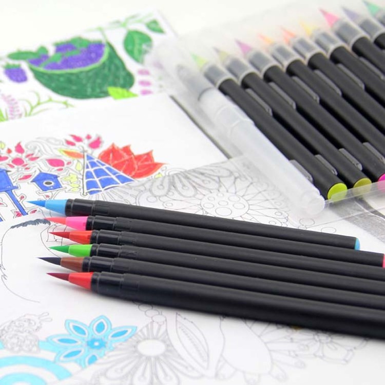 Watercolour Brush Pens Set 20 Vibrant Colours + 2 Refillable Water Brush