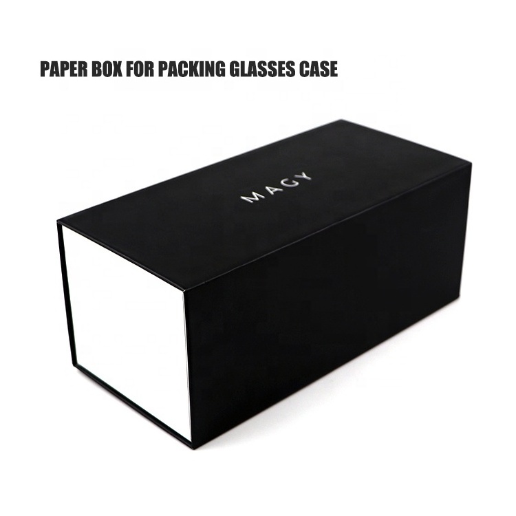 luxury oversize black thick leather sunglasses glasses eyeglasses hard optical magnet spectacle eyewear case and packaging cases