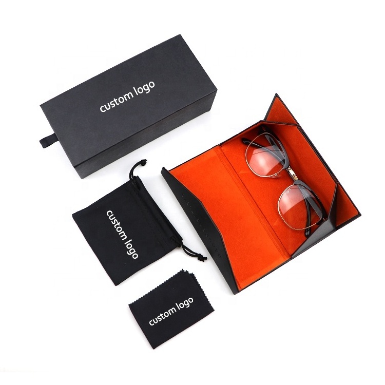 luxury oversize black thick leather sunglasses glasses eyeglasses hard optical magnet spectacle eyewear case and packaging cases