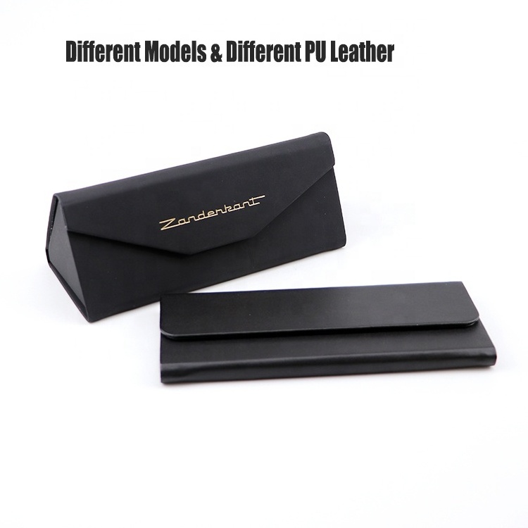 luxury oversize black thick leather sunglasses glasses eyeglasses hard optical magnet spectacle eyewear case and packaging cases