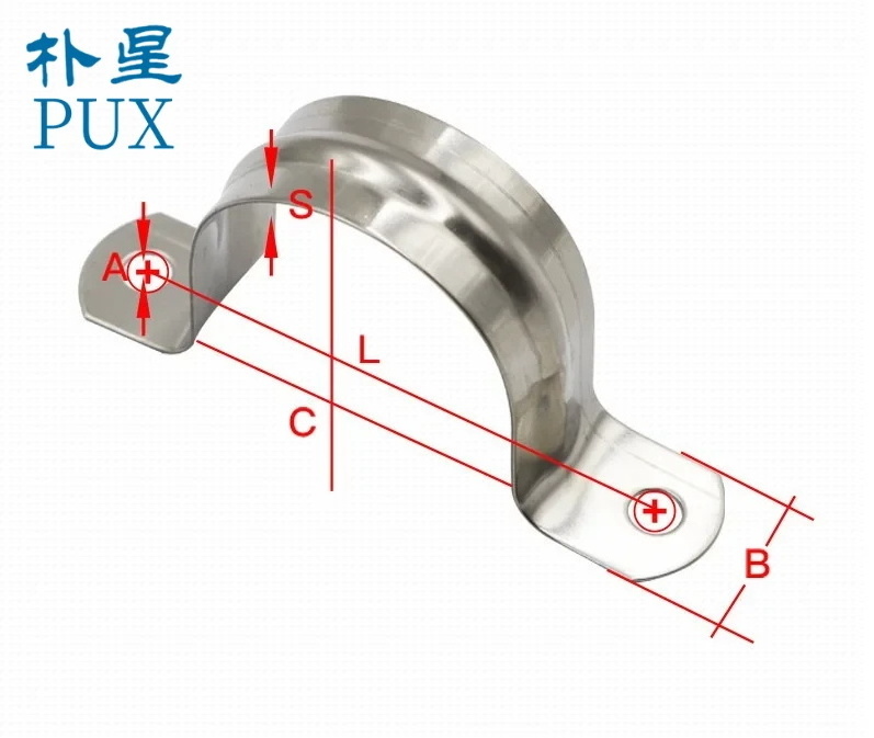 2024 PUX Customized 2pcs Stainless Steel U Shaped Pipe Clamps Half Fittings Hose Pipe Saddle U Clip