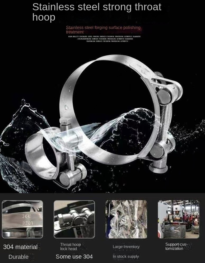 2024 PUX W1/W2/W4 Galvanized Power Hose Clamp / Strong Throat Hoop heavy duty hose clamp