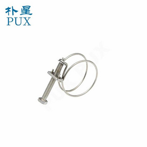 Industry bolt double wire spring hose clamp stainless steel metal adjustable wire clip cable clamp