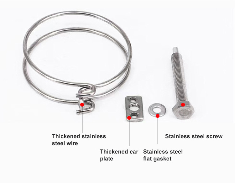 Industry bolt double wire spring hose clamp stainless steel metal adjustable wire clip cable clamp