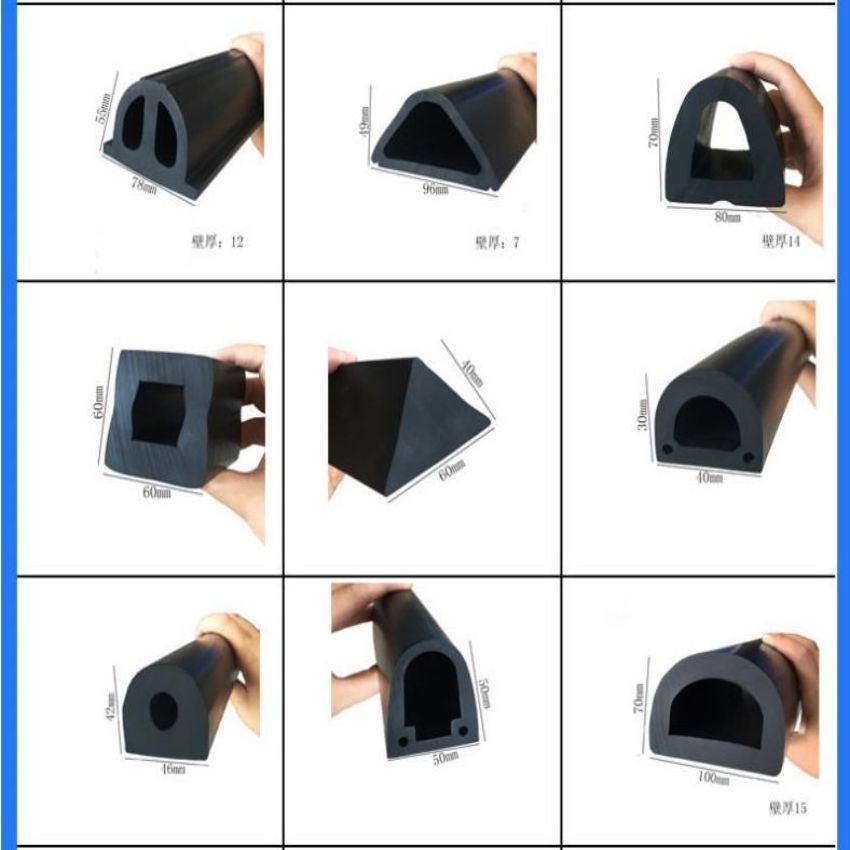 Hollow D section rubber fender for boat rubbing strake