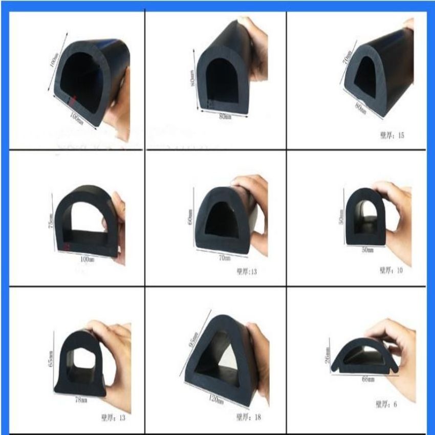 Hollow D section rubber fender for boat rubbing strake