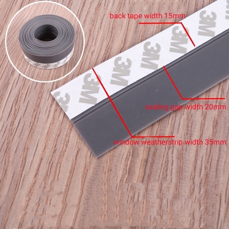 Easy to install Silicone weatherstrip Glass Door Window Seal Self Adhesive Wood Door Bottom Windshield Windproof