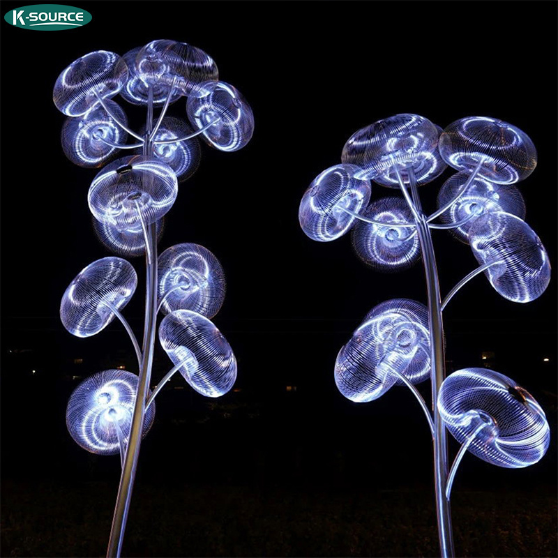 kinetic stainless steel wind sculpture metal wind art dandelion