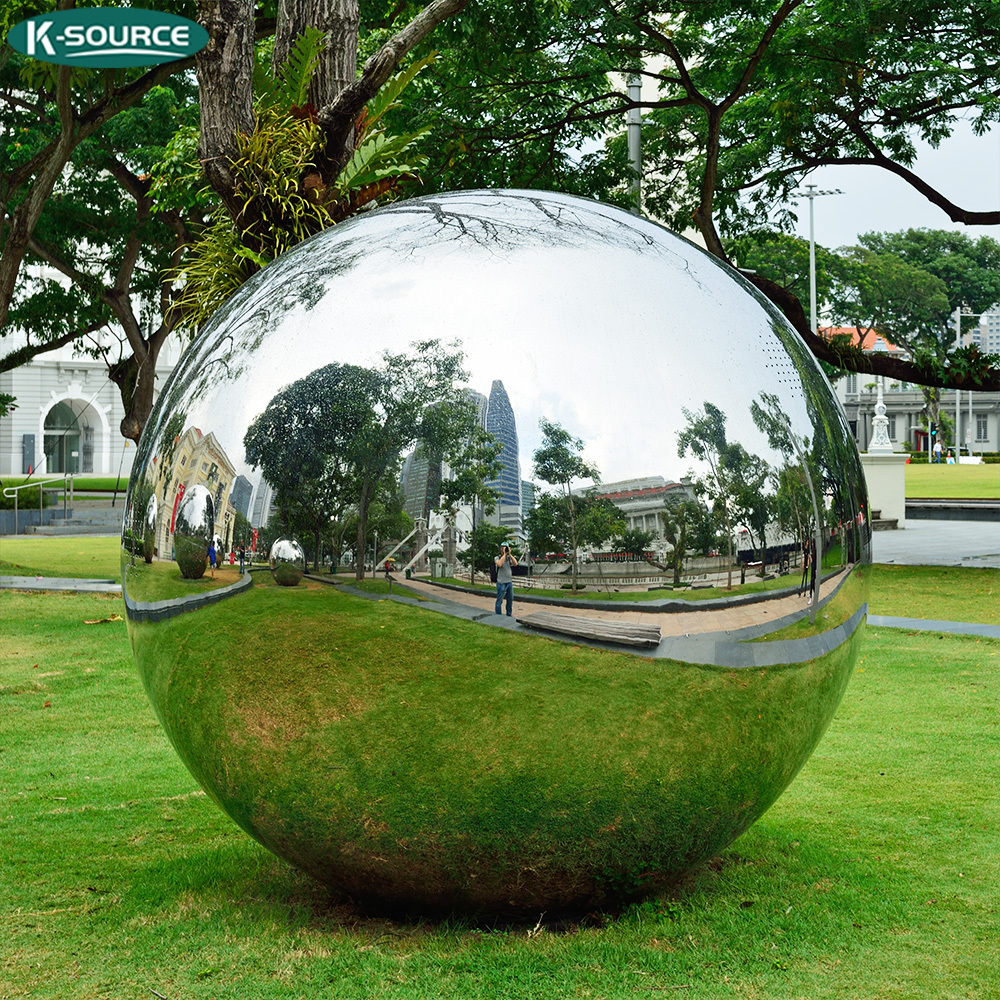 Garden Large Modern polished abstract metal statue Stainless steel outdoor ball sculpture