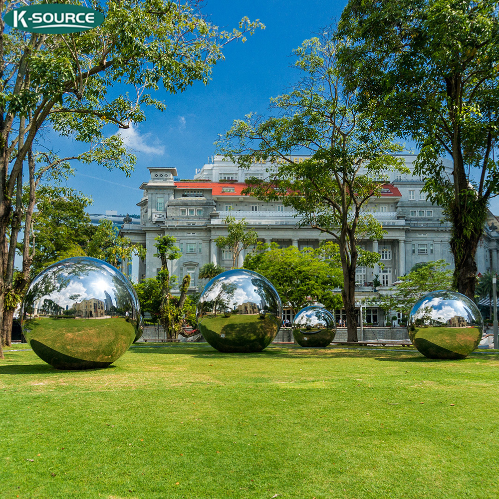 Garden Large Modern polished abstract metal statue Stainless steel outdoor ball sculpture