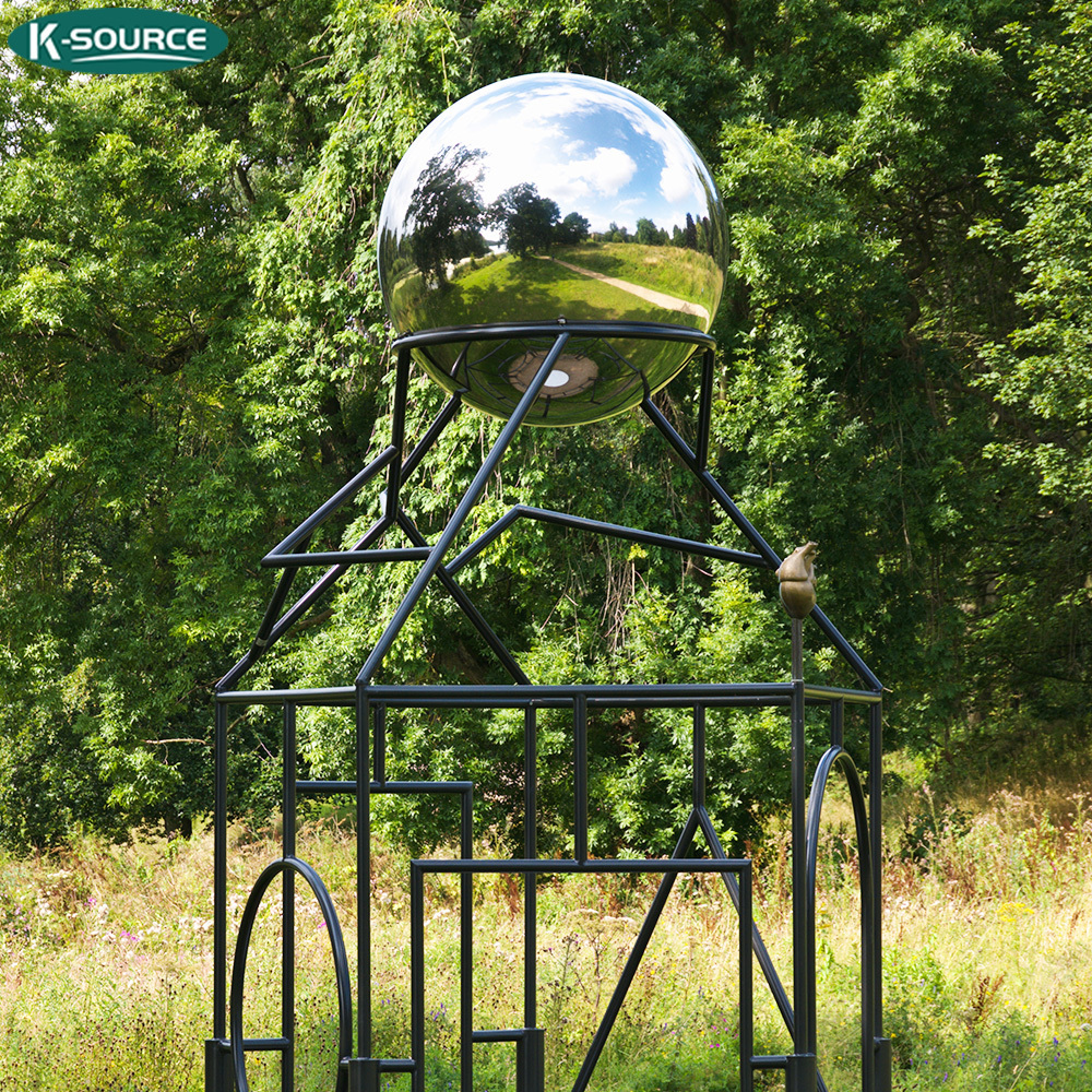 Garden Large Modern polished abstract metal statue Stainless steel outdoor ball sculpture