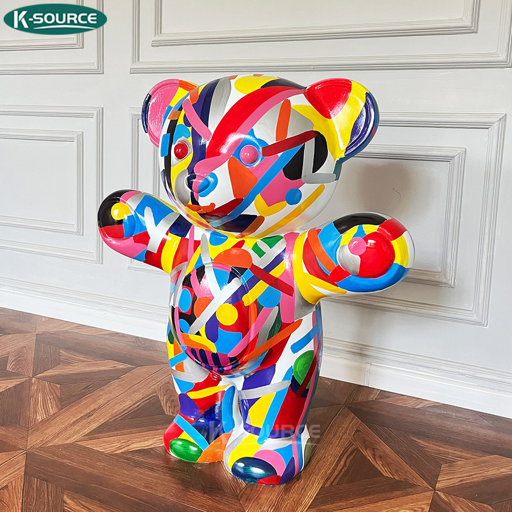 Home decoration Figurine Animal Sculpture molds for epoxy resin craft colourful bear statue