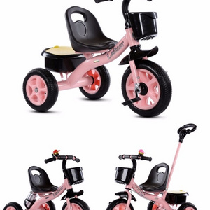 2022 Factory wholesale new model steel frame kids double seat tricycle with back seat child tricycle for kids