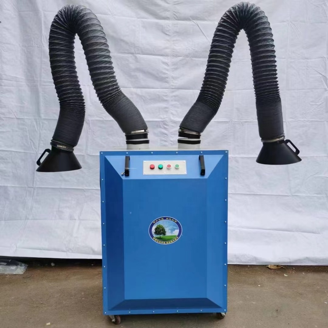 Two suction arms automatic clean industrial welding  fume extraction system dust collector smoke extractor