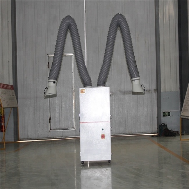 Portable welding fume extractor for welding fume collection in metal fabrication