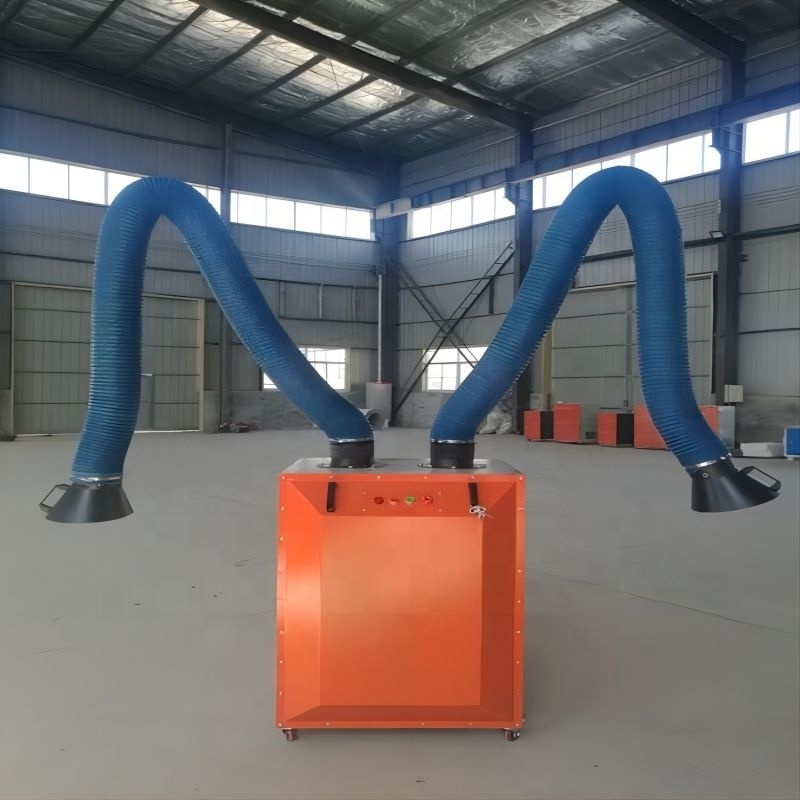 Portable welding fume extractor for welding fume collection in metal fabrication