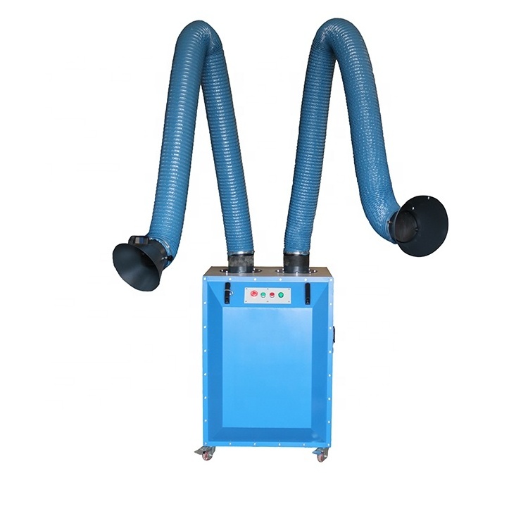 Two suction arms automatic clean industrial welding  fume extraction system dust collector smoke extractor