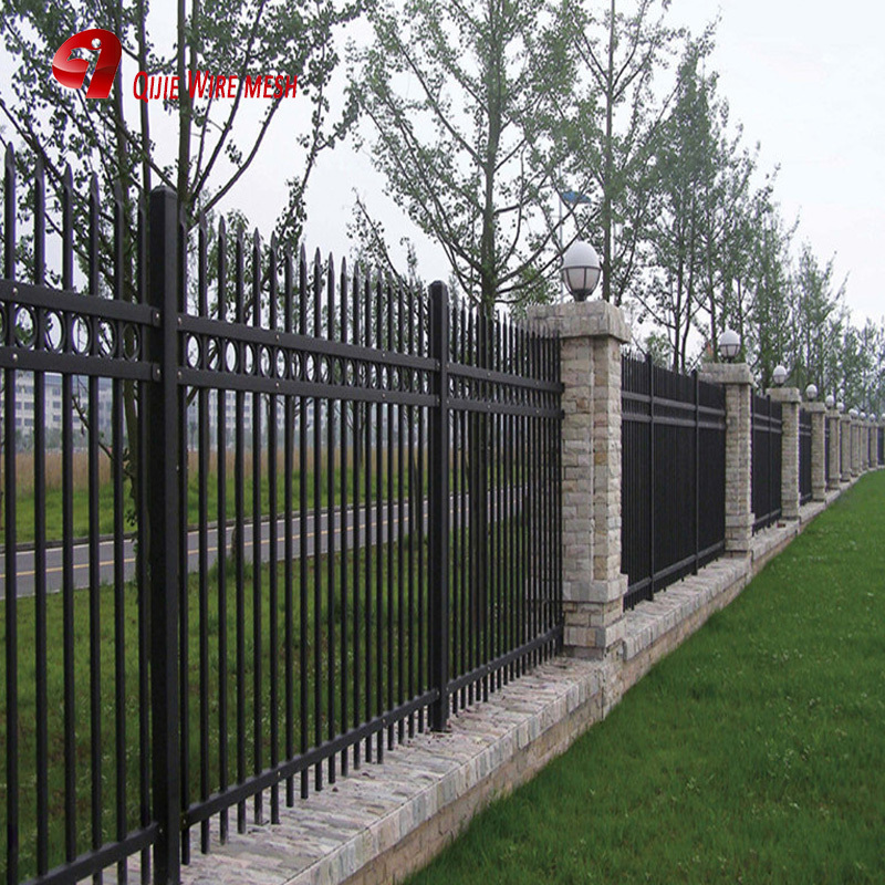 Fence House Gate Designs Wrought Iron Australia Hot Dip Galvanized 1.8x2.4m Tubular PICKET Fence Carbon Steel Metal White Pallet