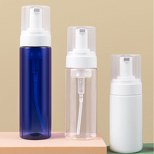 100ml 150ml transparent white cobalt blue plastic bottle foam pump moussing bubble facial cleanser bottle