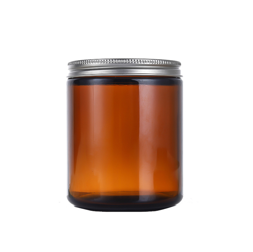 100ml 250ml 500ml Matte Black/Green/Clear/Amber Customer Label Empty Glass Candle Jars with Metal Lids