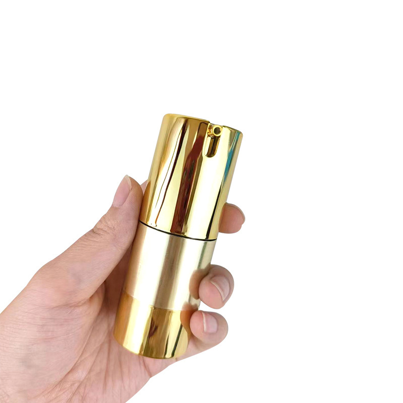 High-grade brushed gold and silver emulsion cosmetic packaging airless pump jar creamhead vacuum spray bottle plastic bottles