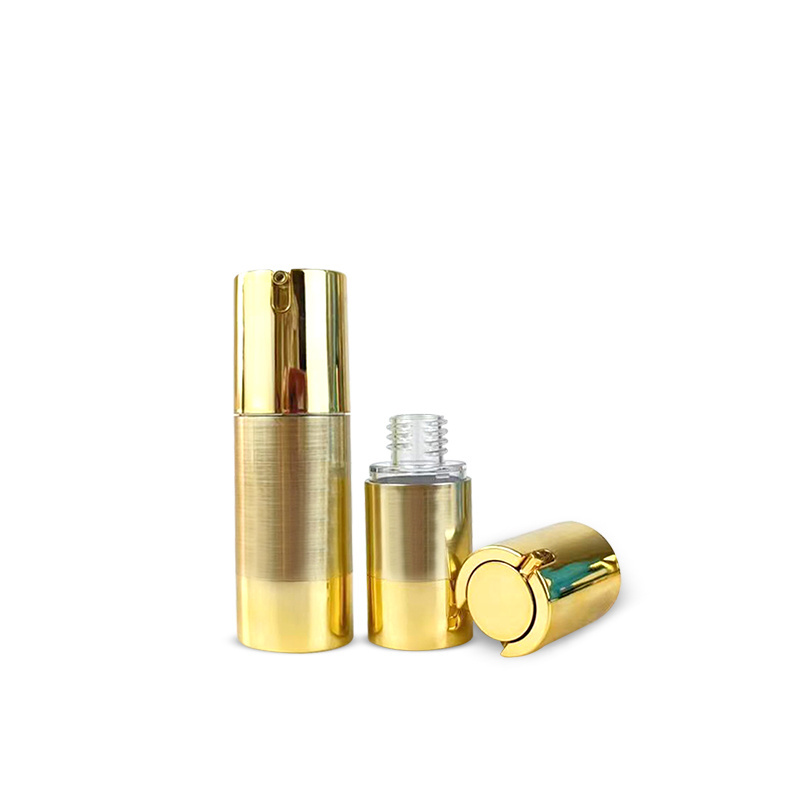 RTS 15ml 30ml 50ml gold silver cosmetic lotion airless pump plastic bottle