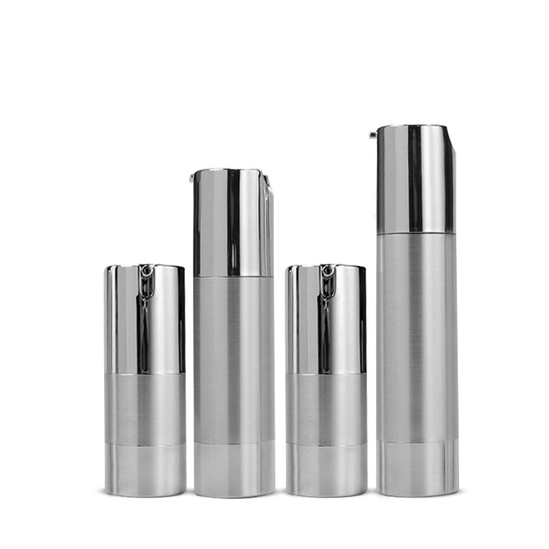 High-grade brushed gold and silver emulsion cosmetic packaging airless pump jar creamhead vacuum spray bottle plastic bottles